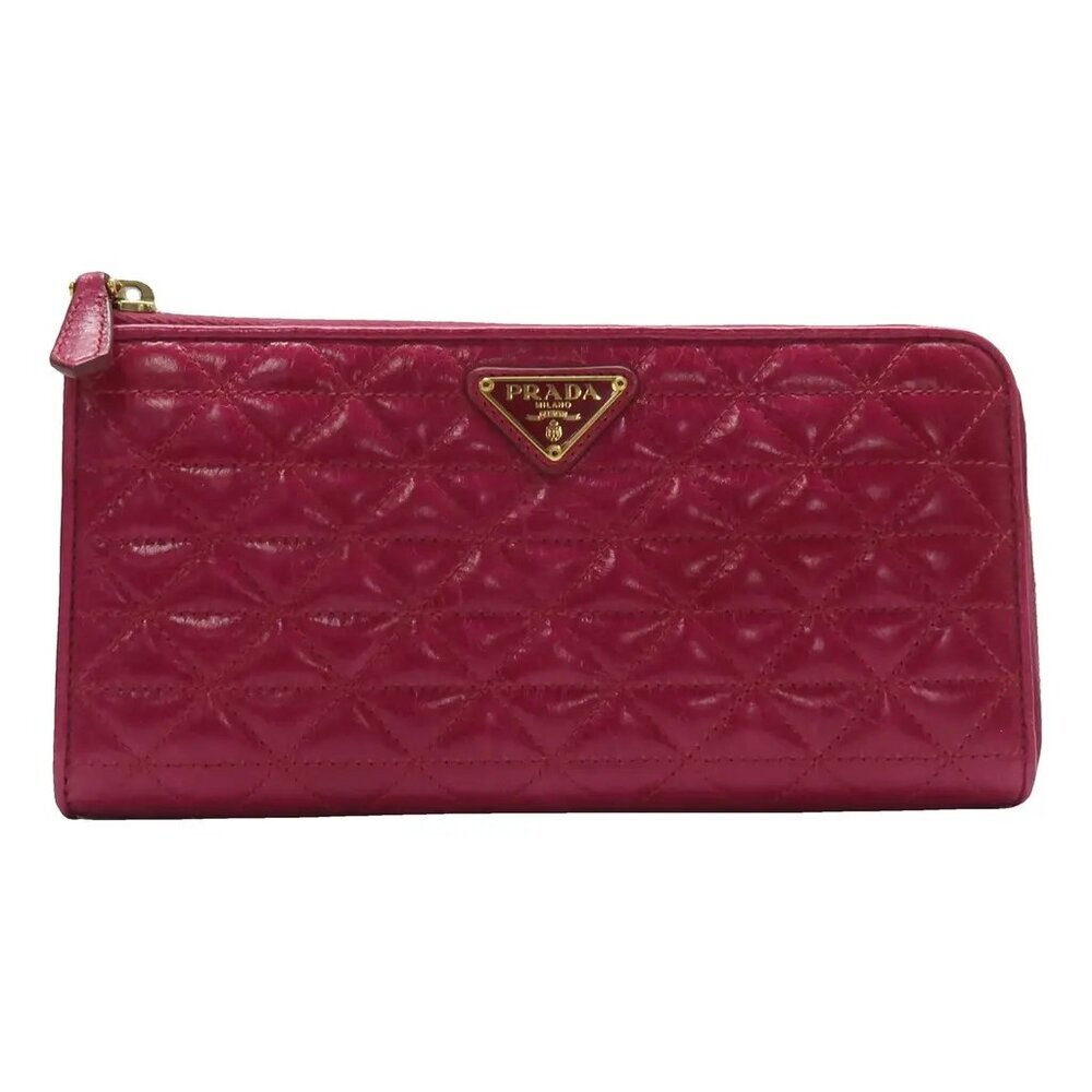PRADA Pink Leather Wallet 385-032425